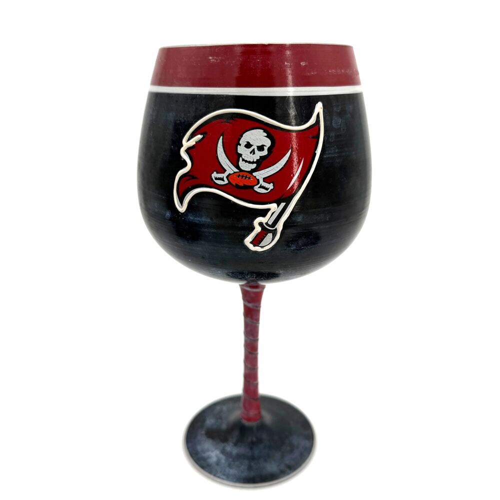 NFL Tampa Bay Buccaneers Hand Painted Artisan Glassware 33 oz Wine Glass